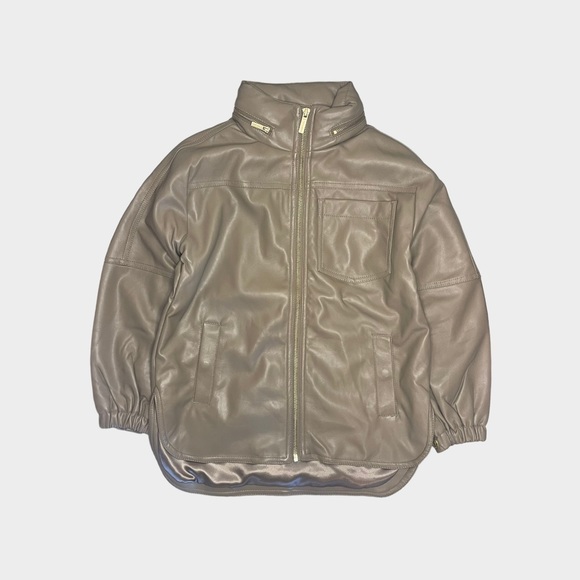 Habitual Brown Hooded Faux Leather Jacket - Picture 3 of 8